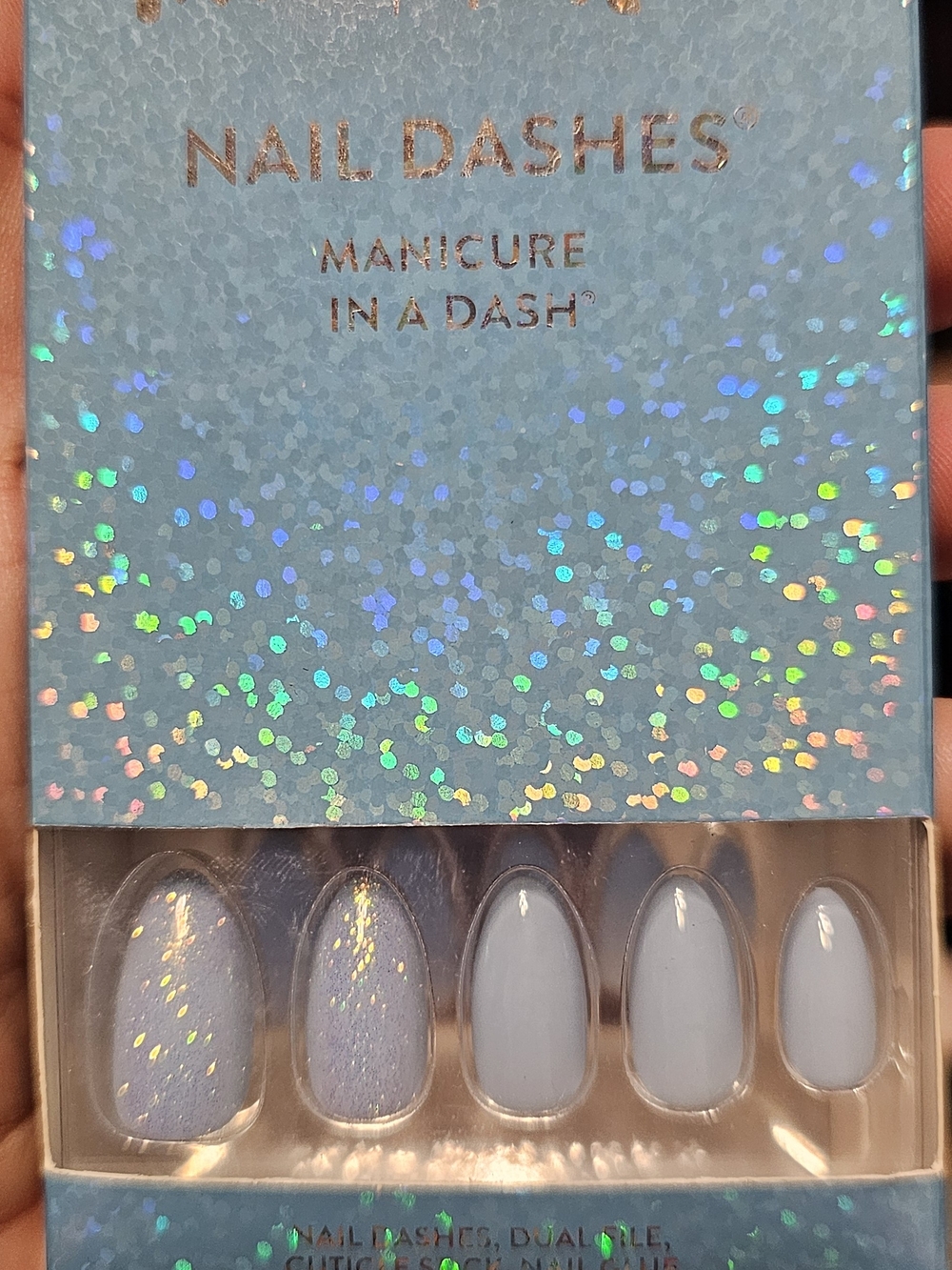 Nail Dashes Press-On Manicure in Soft Blue with Shimmer